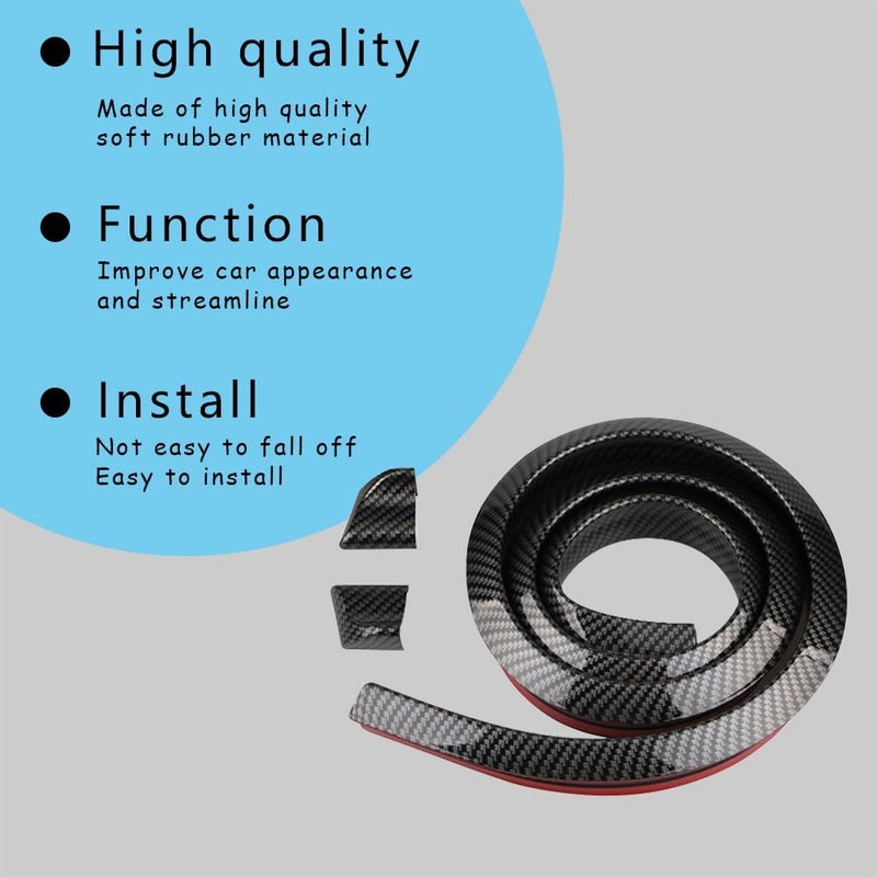 CHRYMUM Car Rear Spoiler Roof Lip Kit, Carbon Fiber 3D Rubber Trunk Spoiler Trim Strip, Car Rear Spoiler Kit, Auto Exterior Accessories Punch-Free Installation for Most Cars - Image 3